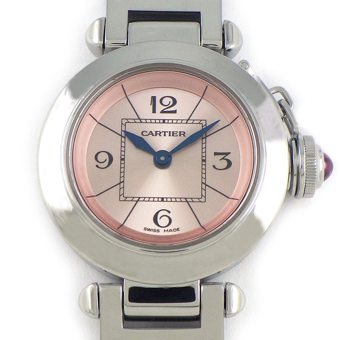【最大3万円OFFクーポン配布中】 カルティエ Cartier 腕時計 ミスパシャ W3140008 ピンクサンレイ文字盤 SS クオーツアナログ 【中古】