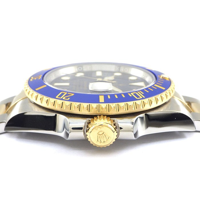 ロレックス Rolex 腕時計 サブマリーナー デイト 116613LB ルーレット刻印 ランダムシリアル 回転ベゼル 夜光インデックス 夜光針 サンレイ ブルー文字盤 K18YG SS 自動巻き 【中古】