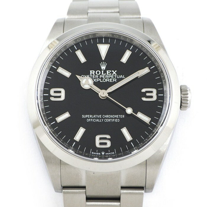 【最大10888円OFF初売りクーポン】 ロレックス Rolex 腕時計 エクスプローラー 36 124270 ルーレット刻印 ランダムシリアル 夜光インデックス 夜光針 ブラック文字盤 スムースベゼル オイスターブレス SS 自動巻き 【中古】