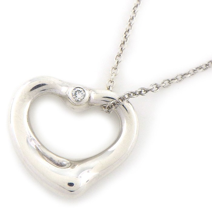 ティファニー Tiffany & Co. ネックレス オープンハート 2ポイント ダイヤモンド SV925 【中古】