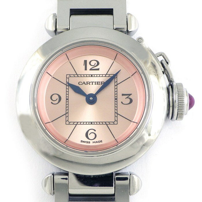 【最大3万円OFFクーポン配布中】 カルティエ Cartier 腕時計 ミスパシャ W3140008 ピンクサンレイ文字盤 SS クオーツアナログ 【中古】