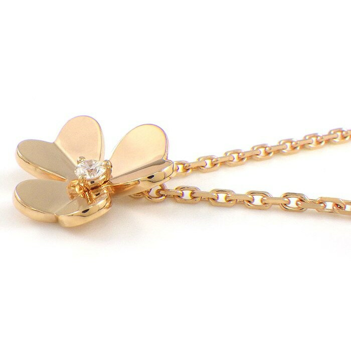 【レビュー1000件記念★対象品3％OFF&5日限定P3倍】 ヴァンクリーフ＆アーペル Van Cleef & Arpels ネックレス フリヴォル スモール VCARPFBM00 1ポイント ダイヤモンド 0.08ct K18PG 【箱・保付き】 【中古】