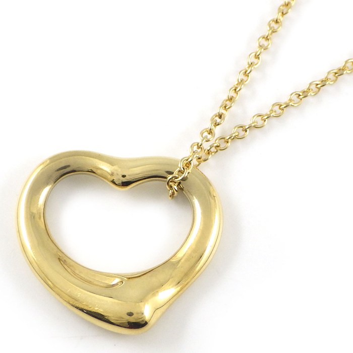 ティファニー Tiffany & Co. ネックレス オープンハート 16.0mm幅モデル K18YG 【中古】