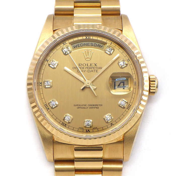 ロレックス Rolex 腕時計 デイデイト 18238A W番 金無垢 10ポイント ダイヤインデッ ...