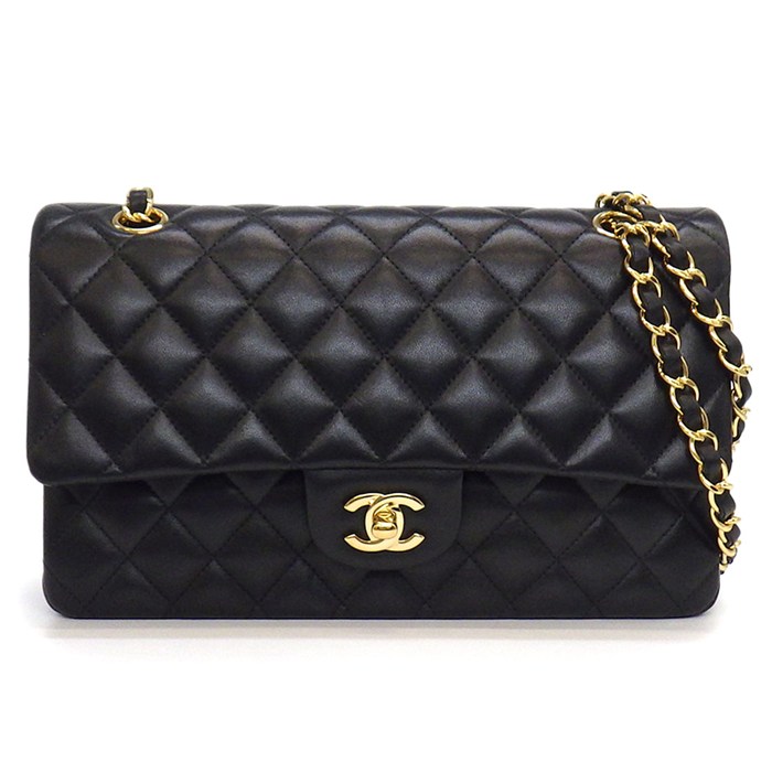【最大3万円OFFクーポン配布中】 シャネル CHANEL ショルダーバッグ 11.12 クラシック マトラッセ25 A01112 2017年 ブラック ボルドー ラムスキン ゴールド金具 【中古】