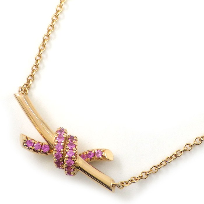 ティファニー Tiffany & Co. ネックレス ノット ピンクサファイア K18PG 【中古】