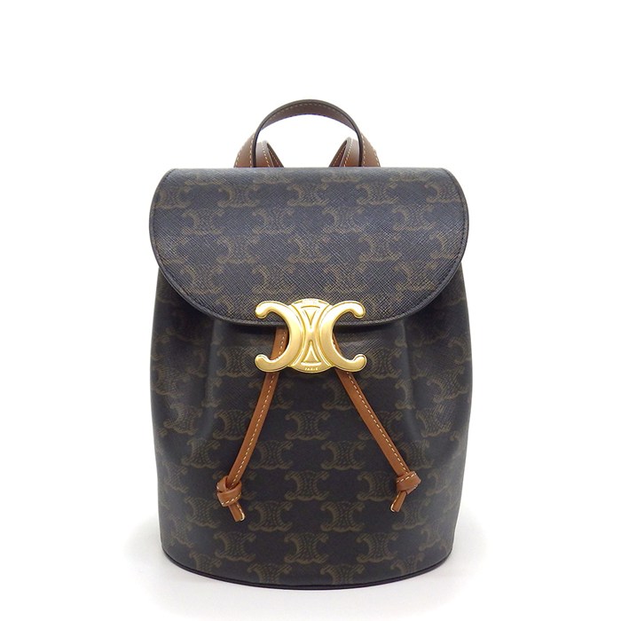乐天商城 - 【最大1万円OFFクーポン配布中&10日限定★ポイント3倍】 セリーヌ CELINE バックパック/リュック ボニー 118702CAS.04LU タン トリオンフキャンバス カーフスキン ゴールド金具 【中古】