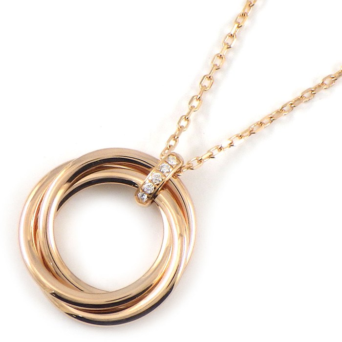 カルティエ Cartier ネックレス トリニティ 2009年 クリスマス限定モデル トリプル サークル 5ポイント ダイヤモンド K18PG 【中古】
