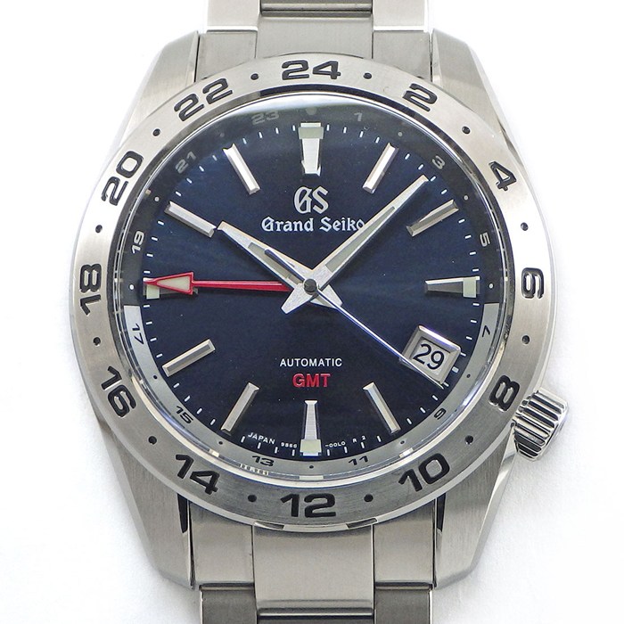 グランドセイコー Grand Seiko 腕時計 スポーツコレクション SBGM245/9S66-00J0 メカニカル GMT デイト 夜光インデックス 夜光針 サンレイ ブルー文字盤 SS 自動巻き 【箱・保付き】 【中古】