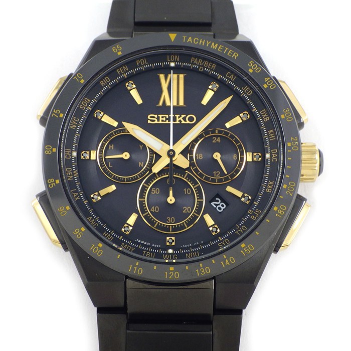 【最大3万円OFFクーポン配布中】 セイコー SEIKO 腕時計 ブライツ フライトエキスパート SAGA212/8B92-0AG0 800本限定 ブラック文字盤 デイト クロノグラフ スモールセコンド セラミックベルト SS ソーラー電波クォーツ 【中古】