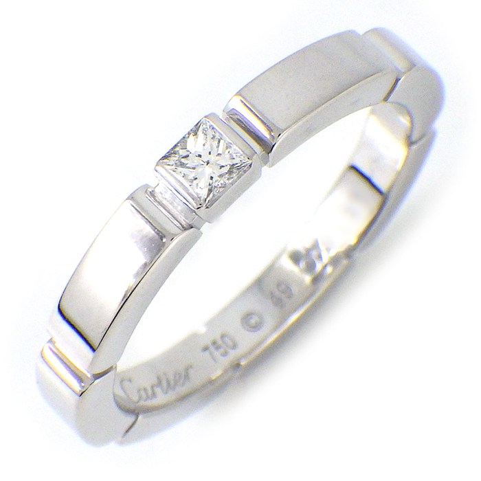 【レビュー1000件記念★対象品3％OFF】 カルティエ Cartier リング マイヨンパンテール 1ポイント プリンセスカット ダイヤモンド K18WG 9号 / #49 【中古】