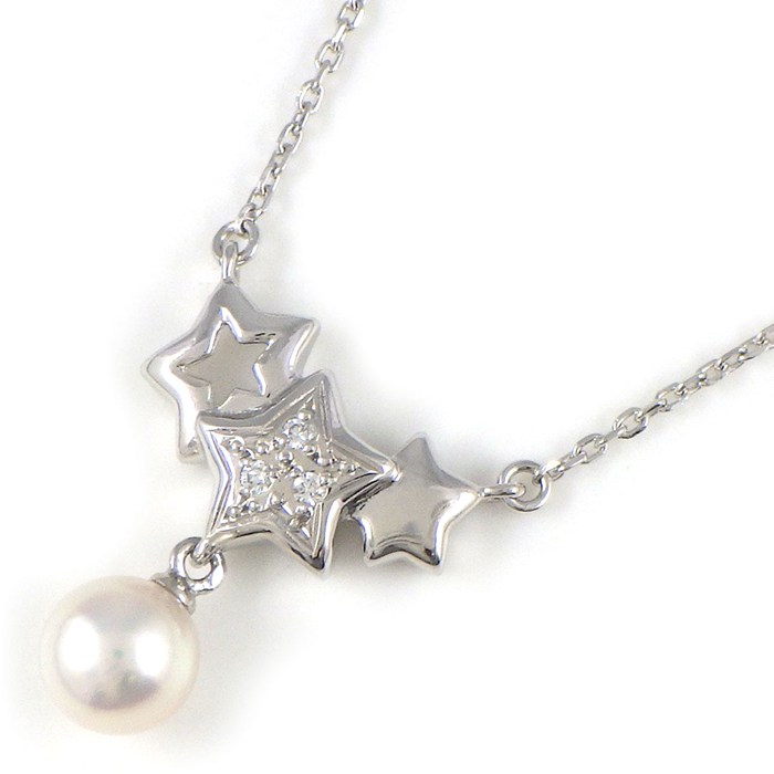乐天商城 - 【最大1万円OFFクーポン配布中&10日限定★ポイント3倍】 タサキ 田崎真珠 TASAKI ネックレス スターモチーフ 1ポイント パール 6.5mm珠 ダイヤモンド 計0.03ct PT900 PT850 【中古】