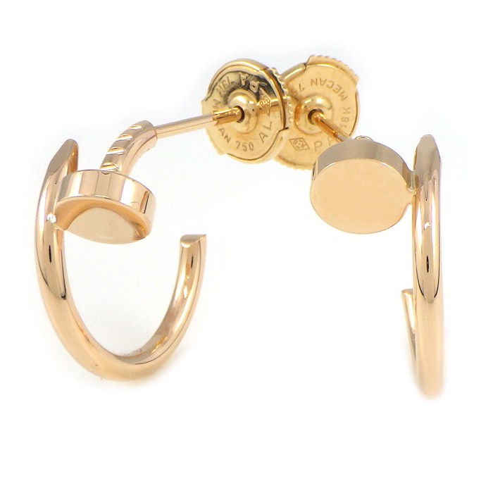 【レビュー1000件記念★対象品3％OFF&5日限定P3倍】 カルティエ Cartier ピアス ジュストアンクル フープ SM B8301234 釘モチーフ K18PG 【中古】