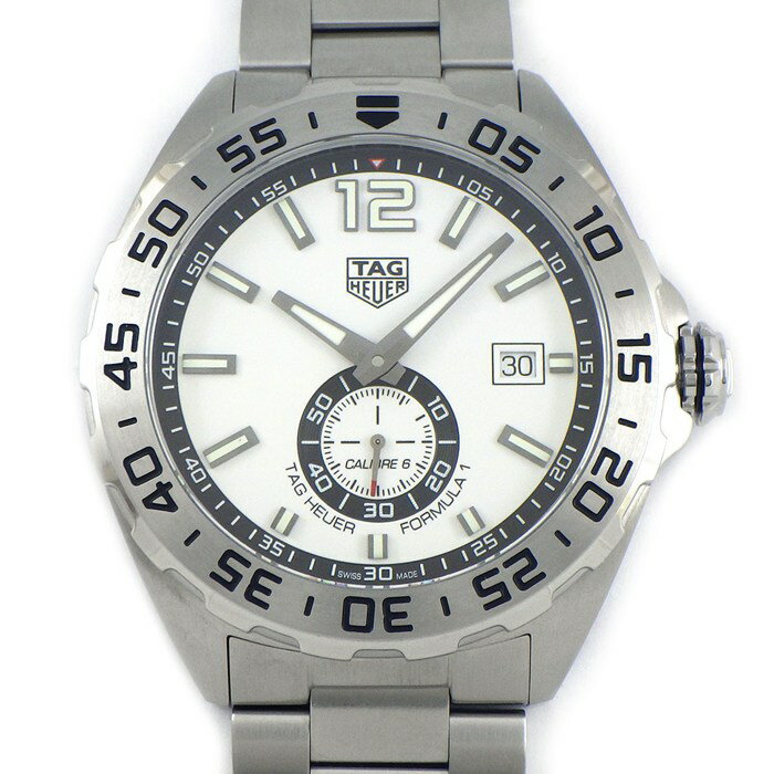 【レビュー1000件記念★対象品3％OFF】 タグ・ホイヤー TAG Heuer 腕時計 フォーミュラ1 キャリバー6 WAZ2013/BA0842 ホワイト文字盤 デイト 夜光針・インデックス 回転ベゼル SS 自動巻き 【箱・保付き】 【中古】
