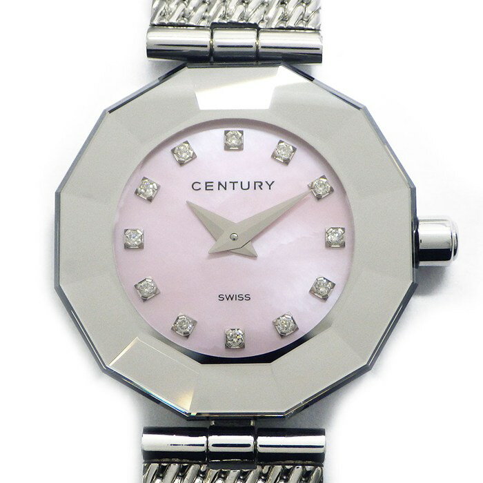 【3％OFFクーポン★7周年記念セール】 センチュリー Century 腕時計 タイムジェム プライムタイム 606.7.S.07.11.SM 12ポイント ダイヤインデックス 多角形 ピンクシェル文字盤 SS クオーツアナログ 【箱・保付き】 【中古】
