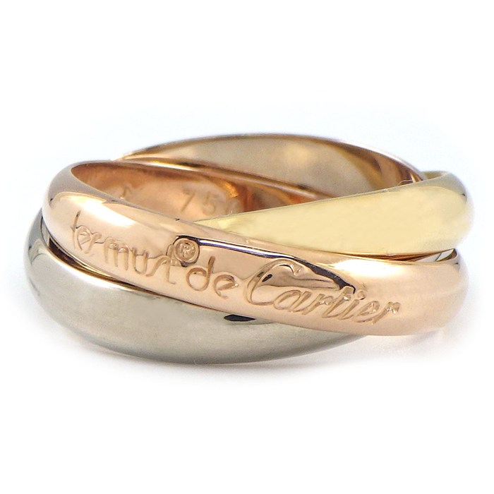 【レビュー1000件記念★対象品3％OFF】 カルティエ Cartier リング トリニティ スリーカラー K18PG K18WG K18YG 13号 / #53 【中古】