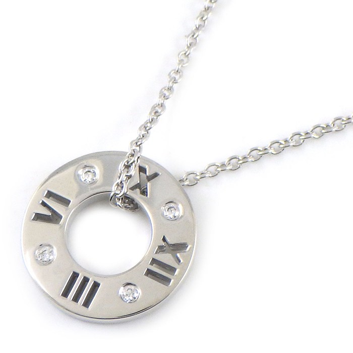 ティファニー Tiffany & Co. ネックレス アトラス ピアスド サークル ラウンド 4ポイント ダイヤモンド K18WG 【中古】