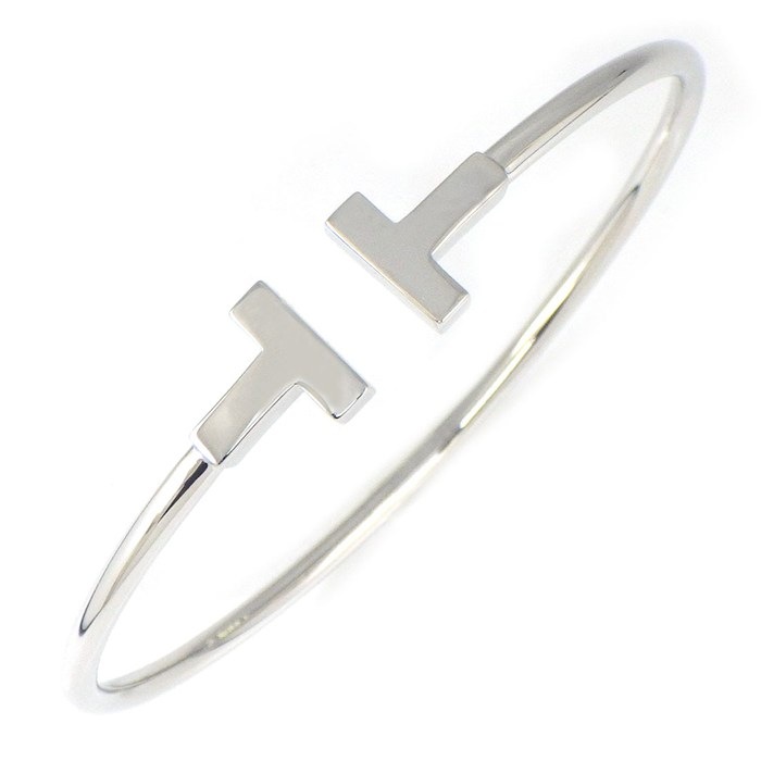 ティファニー Tiffany & Co. バングル Tワイヤー ミディアム 60010733 K18WG / #M 【中古】