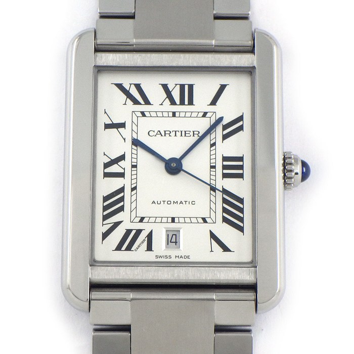 【20日限定★ポイント3倍】 カルティエ Cartier 腕時計 タンクソロ XL W5200028 レクタンギュラー ローマンインデックス シルバー文字盤 デイト SS 自動巻き 【中古】