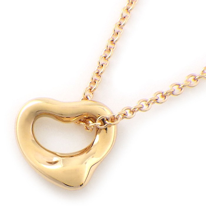 ティファニー Tiffany & Co. ネックレス オープンハート ミニ 60957428 7mm幅モデル K18PG 【中古】