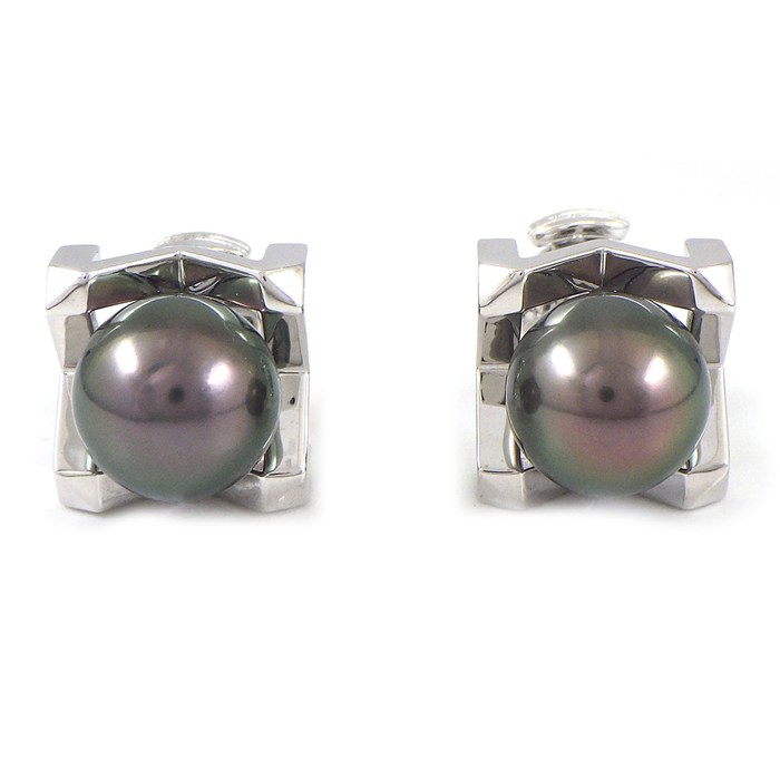 ミキモト MIKIMOTO ピアス パッショノワール Mコレクション PE-1761YU 黒蝶真珠 9.5mm珠 K18WG 【中古】