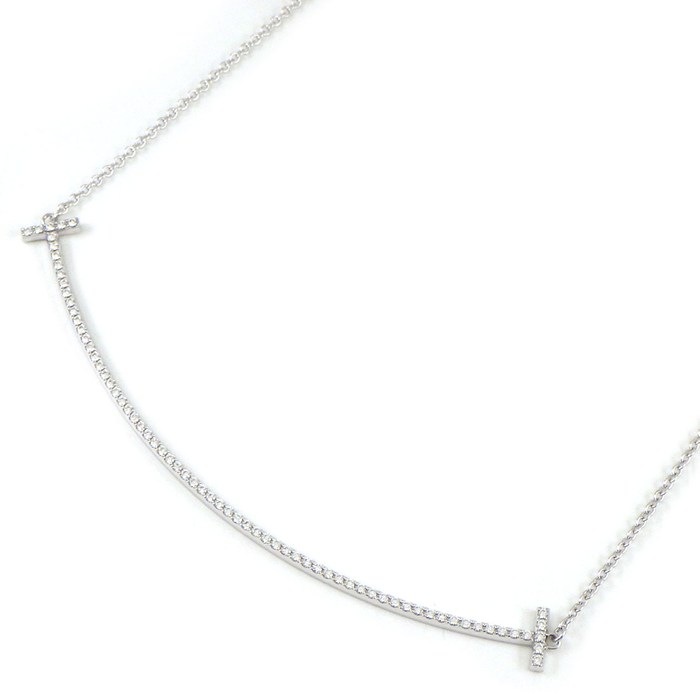 ティファニー Tiffany & Co. ネックレス Tスマイル ラージ ダイヤモンド K18WG 【中古】