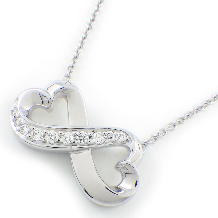 樂天商城 - ティファニー Tiffany & Co. ネックレス ダブル ラヴィング ラビング ハート ダイヤモンド K18WG 【中古】