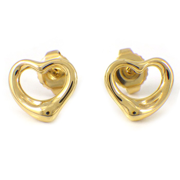Gurosshura - 【20日限定★ポイント3倍】 ティファニー Tiffany & Co. ピアス オープンハート スタッド 60018073 11mm幅モデル K18YG 【中古】