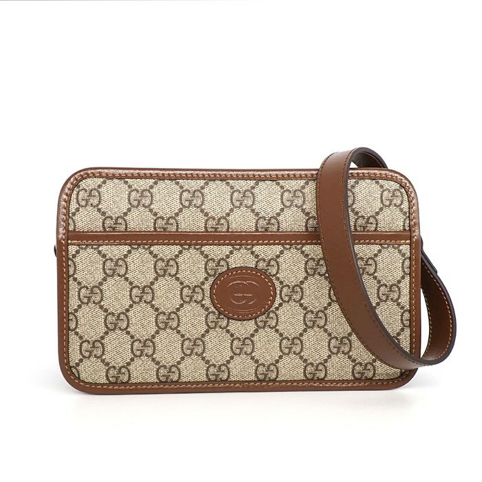 グッチ GUCCI ショルダーバッグ インターロッキングG付 ミニバッグ 658572 ベージュ ブラウン GGスプリームキャンバス レザー 【中古】