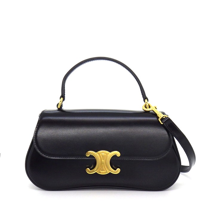 乐天商城 - 【最大3万円OFFクーポン配布中】 セリーヌ CELINE ハンドバッグ ティーン セリーヌ ローラ 119533BF4.38NO ブラック シャイニーカーフスキン ラムスキン 【中古】