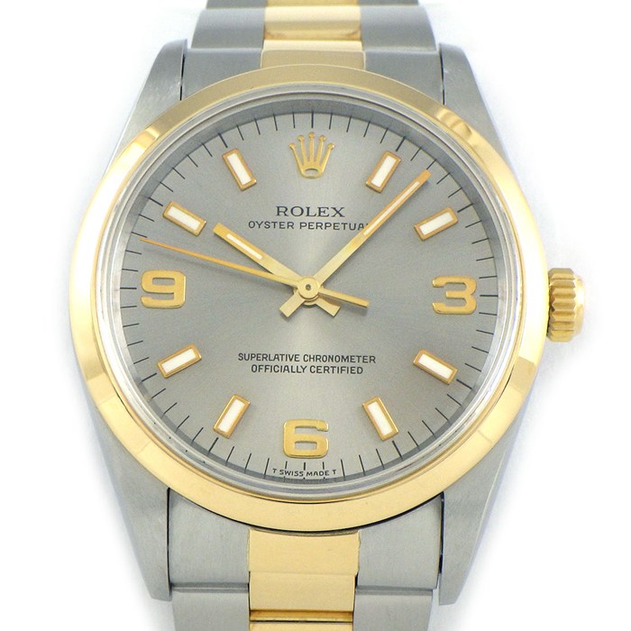 【最大3万円OFFクーポン配布中】 ロレックス Rolex 腕時計 オイスターパーペチュアル 14203 W番 1994-1995年 グレーサンレイ文字盤 K18YG SS 自動巻き 【中古】