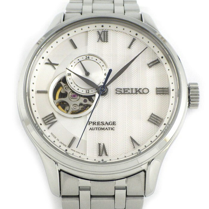 セイコー SEIKO 腕時計 ジャパニーズガーデン プレサージュ SARY153 4R39-00W0 限定ショップモデル ホワイトギョーシェ文字盤 裏スケ 24時間針 SS 自動巻き 【中古】