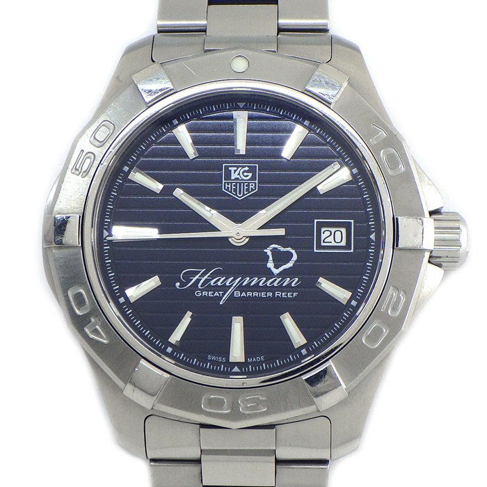 【15日限定★ポイント3倍】 タグ・ホイヤー TAG Heuer 腕時計 アクアレーサー ダイビング ヘイマンアイランド WAP201Y.BA0830 世界800本 限定モデル ブラック文字盤 デイト 夜光インデックス 夜光針 回転べセル SS 自動巻き 【中古】