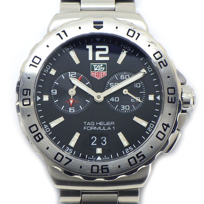 【15日限定★ポイント3倍】 タグ・ホイヤー TAG Heuer 腕時計 フォーミュラー1 WAU111A.BA0858 ブラック文字盤 デイト スモールセコンド アラーム SS クオーツアナログ 【箱・保付き】 【中古】