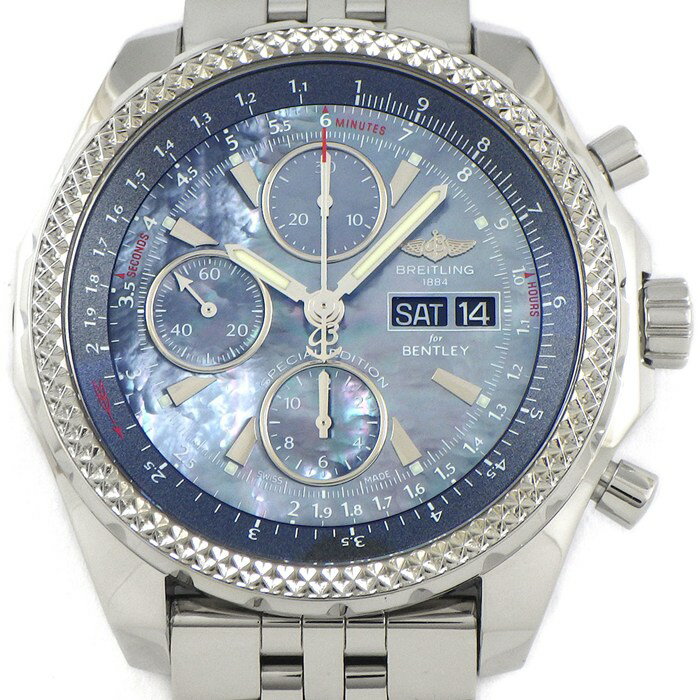 ブライトリング Breitling 腕時計 ベントレーGT MOP 日本限定 A133627X/BE63 デイデイト クロノグラフ スモールセコンド 夜光インデックス 夜光針 ブルーシェル文字盤 SS 自動巻き 【箱・保付き】 【中古】