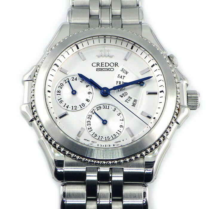 【25日限定★ポイント3倍】 セイコー SEIKO 腕時計 クレドール パシフィーク GCBG997/4S77-0A20 シルバー文字盤 デイデイト 裏スケ SS 自動巻き 【中古】