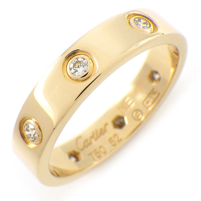 カルティエ Cartier リング ラブ スモールモデル SM B4056252 8ポイント ダイヤモンド 計0.19ct K18YG 12号 / #52 【中古】