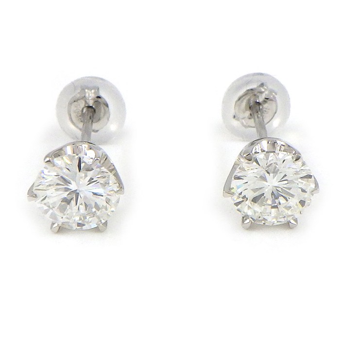 乐天商城 - 【最大1万円OFFクーポン配布中&10日限定★ポイント3倍】 【ダイヤモンド 】 ピアス ソリテール ソリティア スタッド ラウンド ダイヤモンド 0.529ct(F/VVS2/GD) ダイヤモンド 0.536ct(F/VS1/GD) PT900