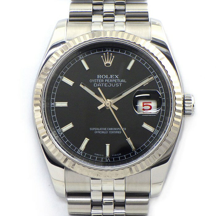 ロレックス Rolex 腕時計 デイトジャスト 116234 ルーレット刻印 赤黒デイト 夜光インデ ...