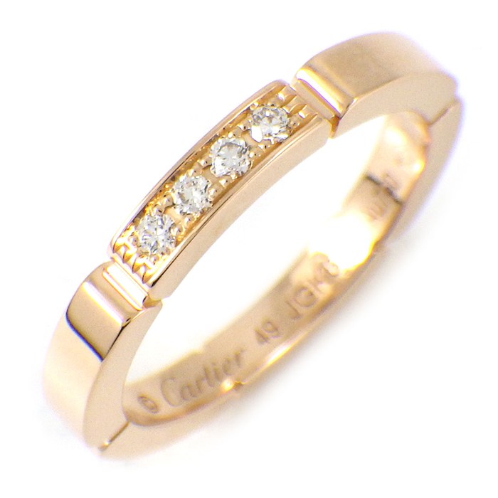 カルティエ Cartier リング マイヨンパンテール ウェディング バンド B4080549 4ポイント ダイヤモンド 計0.05ct K18PG 9号 / #49 【中古】