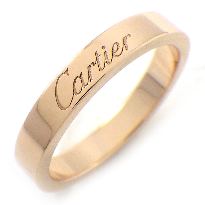 カルティエ Cartier リング C ドゥ カルティエ ウェディング バンド 3mm幅モデル B4087248 エングレーブド ロゴ K18PG 8号 / #48 【中古】