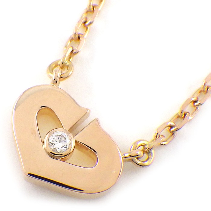 カルティエ Cartier ネックレス Cハート 1ポイント ダイヤモンド K18PG 【中古】