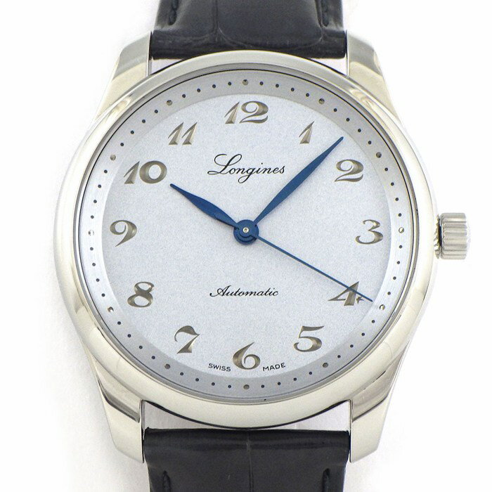 【最大1万円OFF★スプリングセール】 ロンジン Longines 腕時計 マスターコレクション L2.793.4.73.2 創立190周年記念モデル 裏スケ シルバー文字盤 SS グレー アリゲーター レザーベルト 自動巻き 【箱・保付き】 【中古】