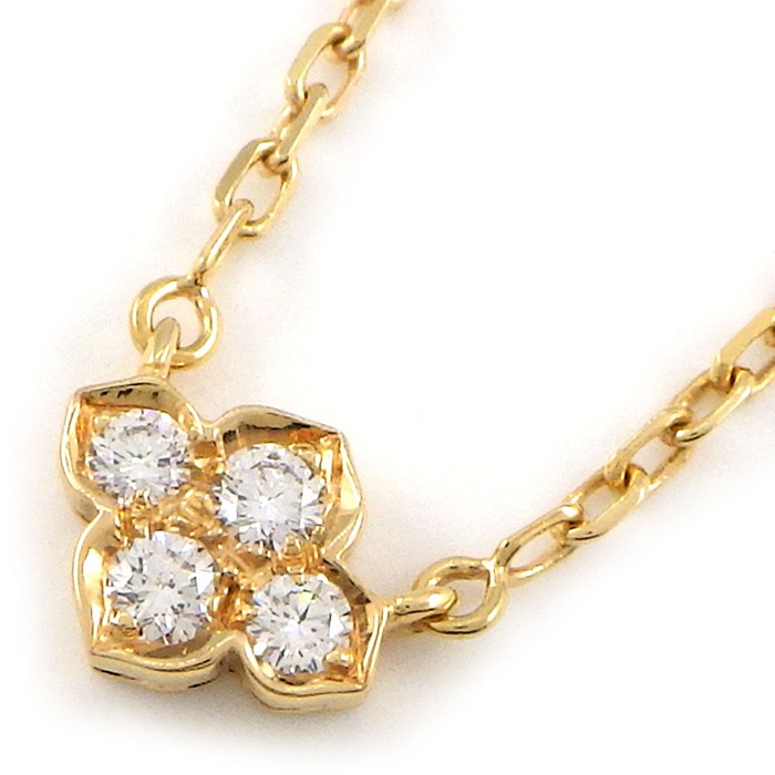 乐天商城 - 【最大3万円OFFクーポン配布中】 カルティエ Cartier ネックレス ヒンドゥ B3041700 ロータス スイレン 4ポイント ダイヤモンド K18YG 【中古】