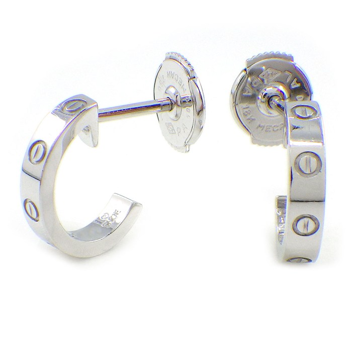 カルティエ Cartier ピアス ラブ SM B8028900 フープ ミニラブ K18WG 【箱・保付き】 【中古】