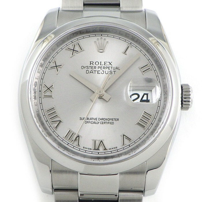 ROLEX - ロレックス Rolex 腕時計 デイトジャスト 116200 M番 2007-2008年製 ルーレット刻印 サンレイ シルバー文字盤 ローマンインデックス デイト SS 自動巻き 【中古】