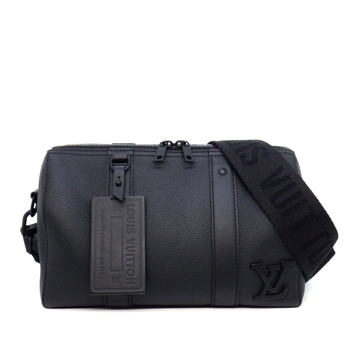 乐天商城 - 【最大1万円OFFクーポン配布中&10日限定★ポイント3倍】 ルイ・ヴィトン LOUIS VUITTON ショルダーバッグ シティ キーポル M59255 ブラック LV アエログラム レザー ブラック金具 【中古】