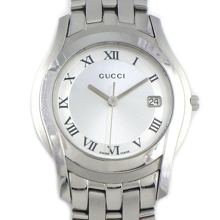 グッチ GUCCI 腕時計 Gクラス 5500M サンレイ シルバー文字盤 デイト SS クオーツアナログ 【中古】