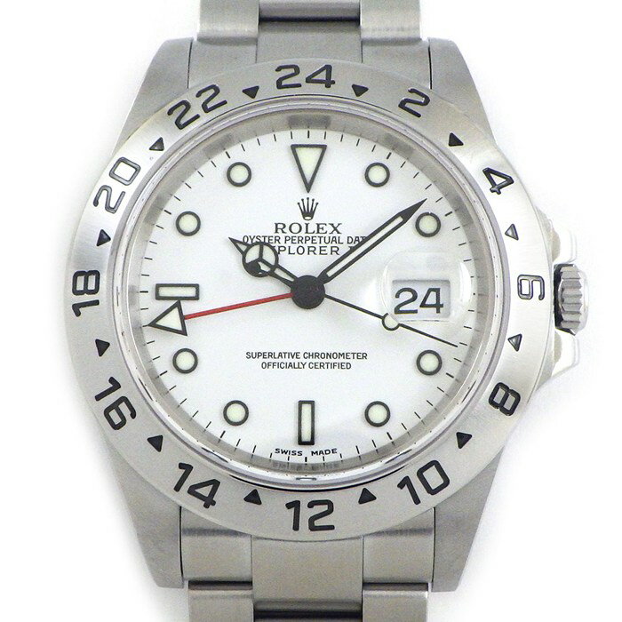 ロレックス Rolex 腕時計 エクスプローラー2 16570 P番 2000年製 ホワイト文字盤 デイト 夜光インデックス 夜光針 GMT SS 自動巻き 【箱・保付き】 【中古】