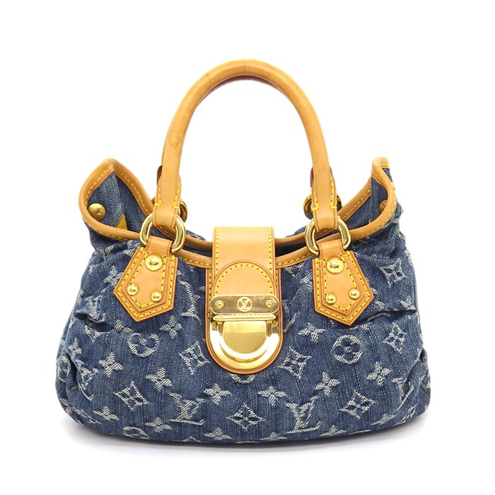 乐天商城 - 【最大1万円OFFクーポン配布中&10日限定★ポイント3倍】 ルイ・ヴィトン LOUIS VUITTON ハンドバッグ プリーティ M95020 2006年 ブルー モノグラムデニム レザー ゴールド金具 【中古】